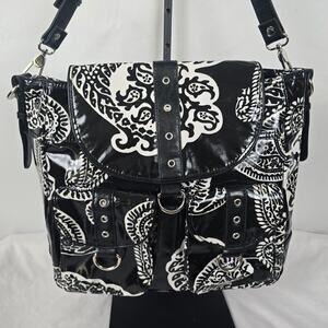 Gigi Hill B&W Paisley Patent Tote Shoulder Bag